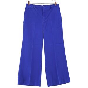 LRL Ralph Lauren Stretch Cotton Chino Pants Women 16 Blue Wide Leg $145 NWT